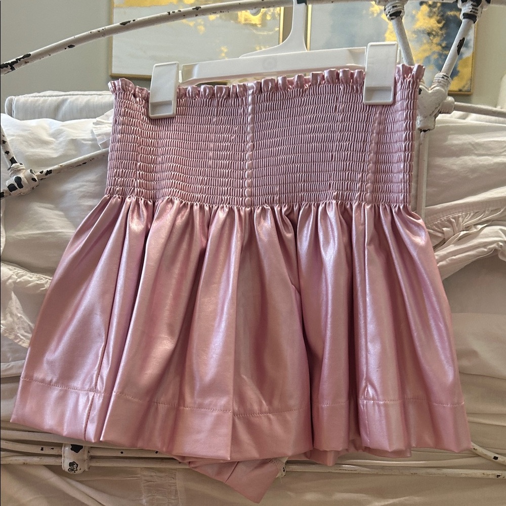 Queen of Sparkles Pink Shimmer Smocked Skirt